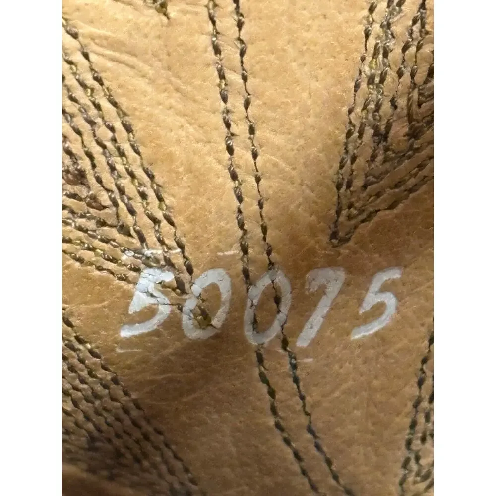 Larry Mahan Western Cowboy Leather Boots Men’s Size 8.5 Square Toe Brown Cream